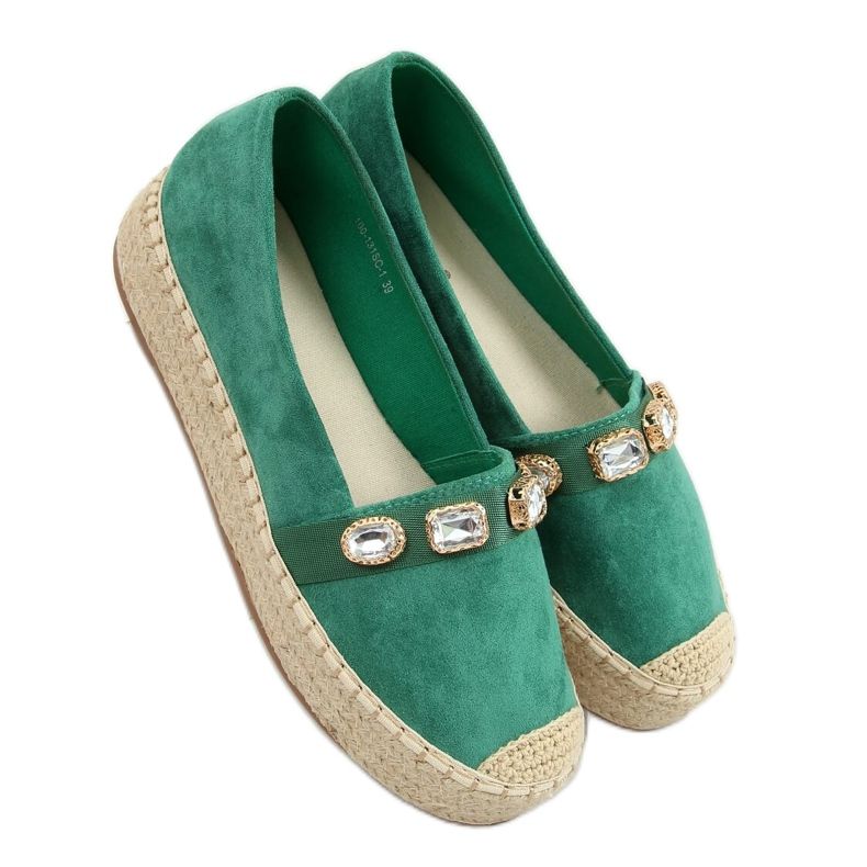 Espadrilles kövekkel zöld 100-131-SC-1 Zöld Espadrilles kövekkel zöld 100-131-SC-1 Zöld