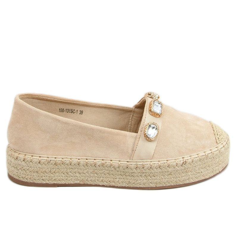 Espadrilles kövekkel bézs 100-131-SC-1 Bézs