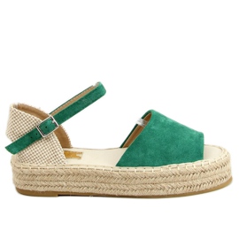 Zöld nyitott orrú espadrillák A663-ESP-1 Zöld bézs Zöld nyitott orrú espadrillák A663-ESP-1 Zöld bézs