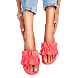 Női papucs fodros korallgal 38862 Görögdinnye vörös sokszínű narancssárga