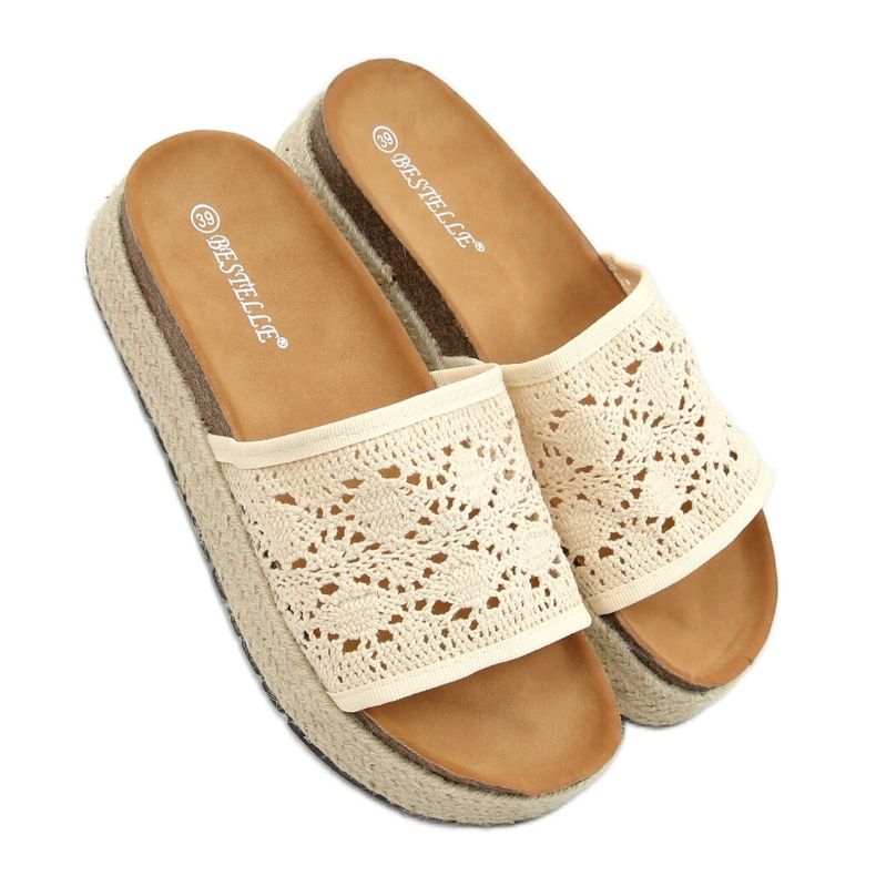 Bézs áttört bézs espadrilles 20-349 Bézs