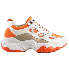 SHELOVET Divat fűzős cipők fehér narancssárga sokszínű