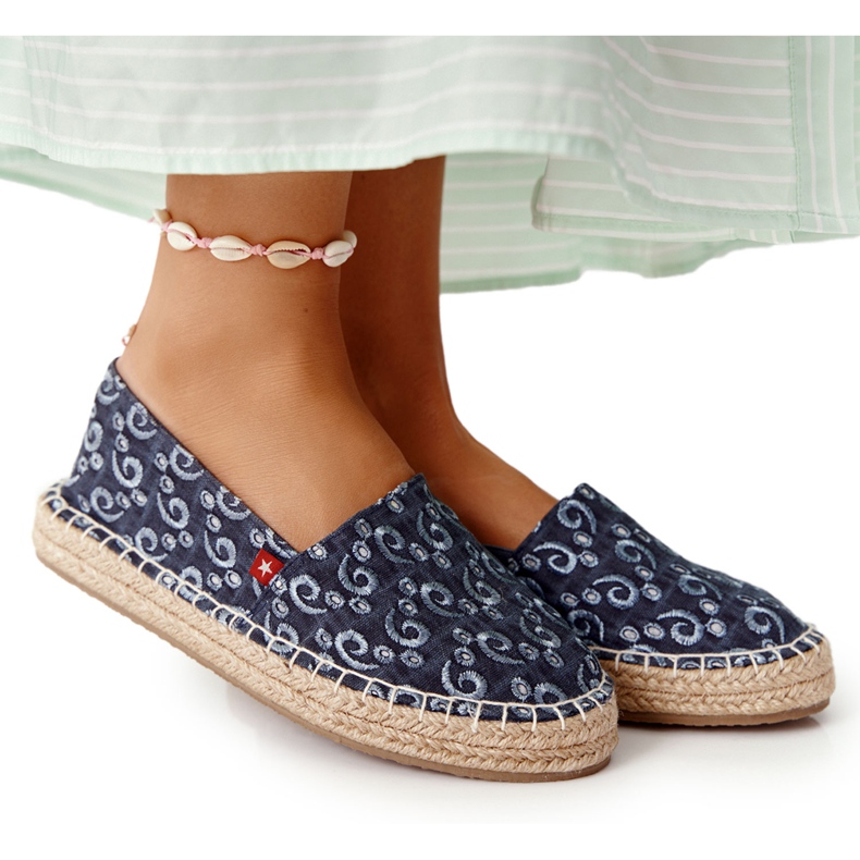 Espadrilles fonott platformon Big Star AA274628 Navy Blue bézs sötétkék
