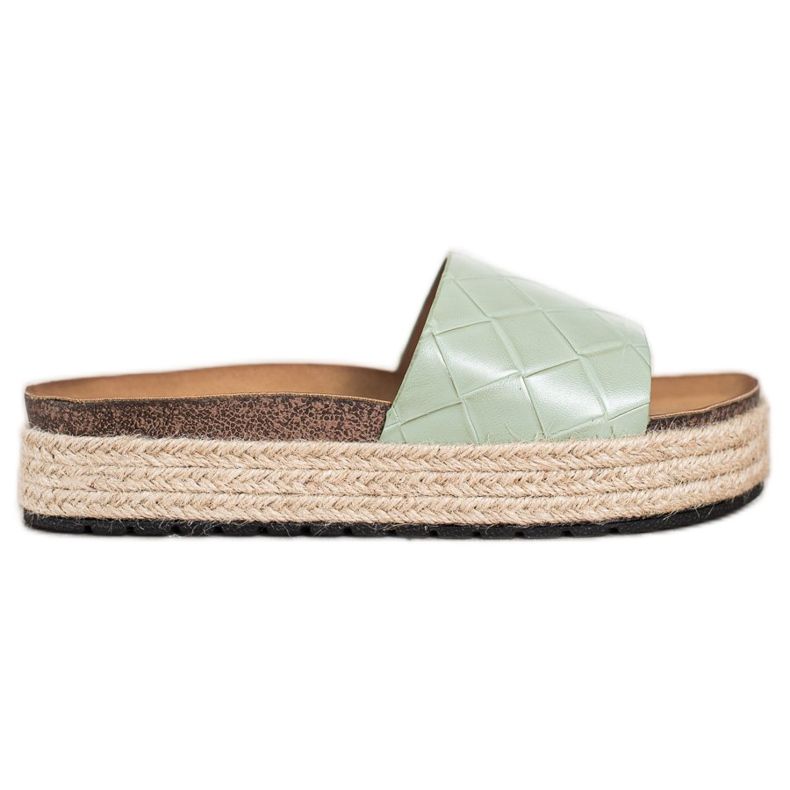 SHELOVET Papucs a platformon zöld