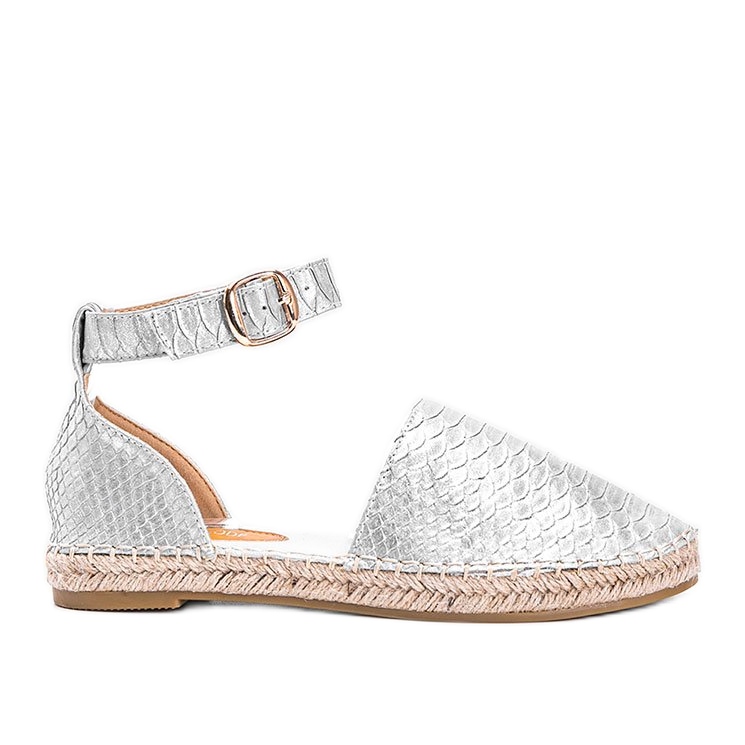 Ezüst espadrillák a Jordan kígyóbőr mintájában