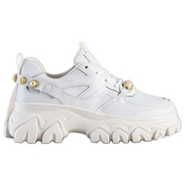 SHELOVET Fehér cipők gyöngyökkel