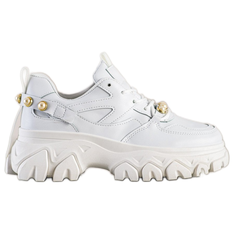 SHELOVET Fehér cipők gyöngyökkel