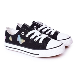 EVE Fekete mesebeli gyermek cipők pillangókkal