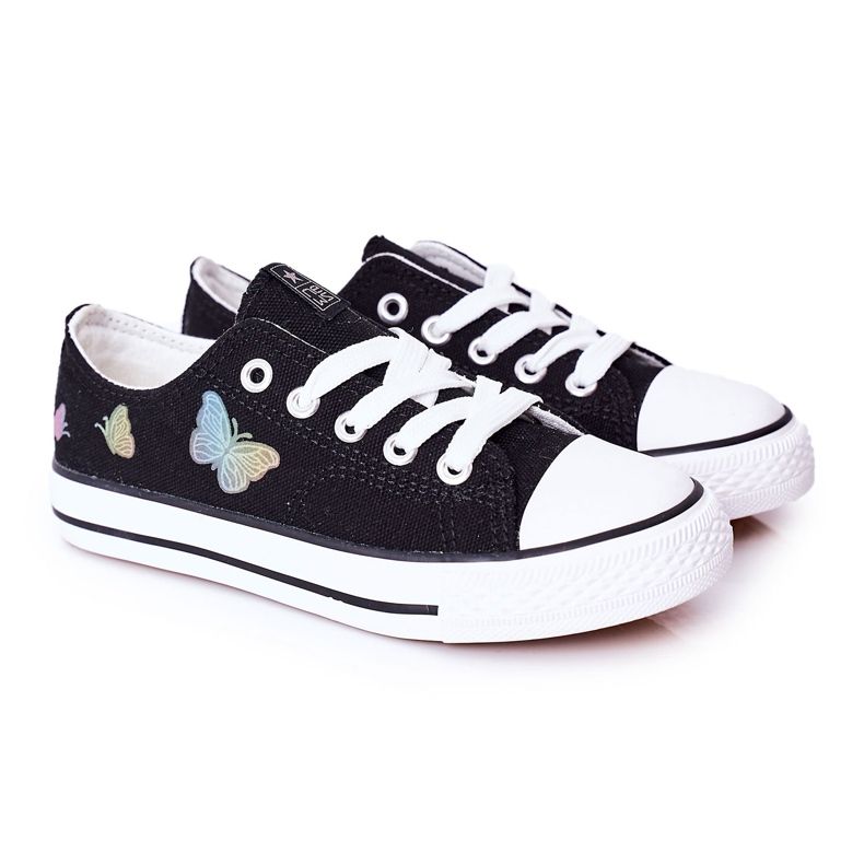 EVE Fekete mesebeli gyermek cipők pillangókkal