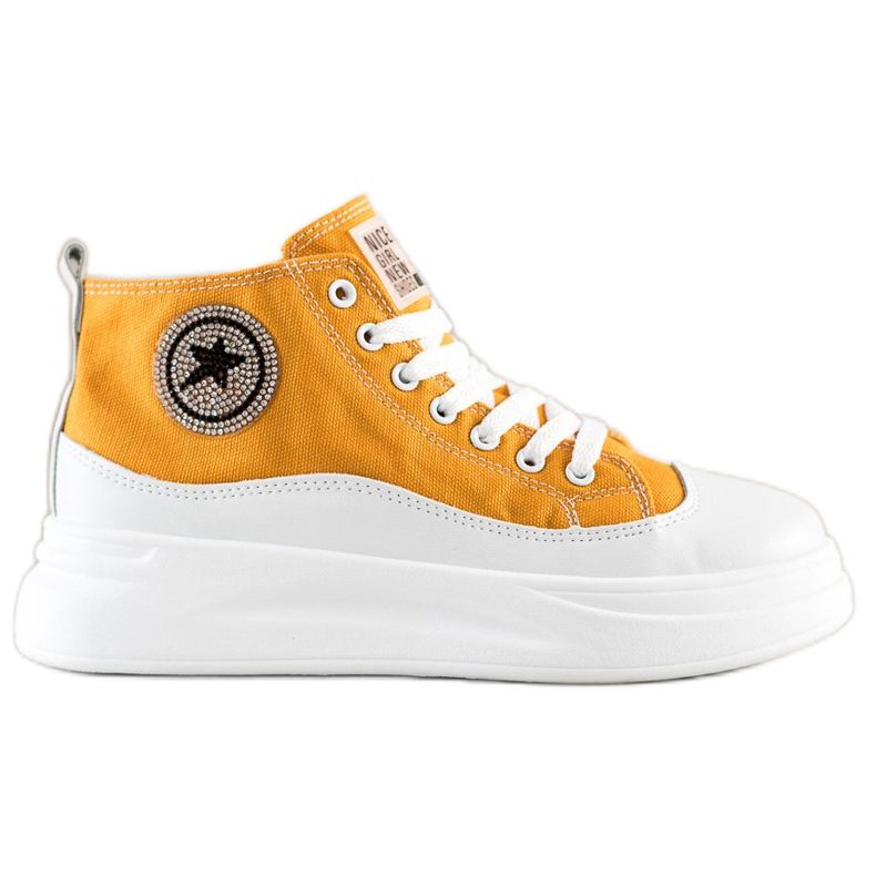 SHELOVET Magas sárga cipők