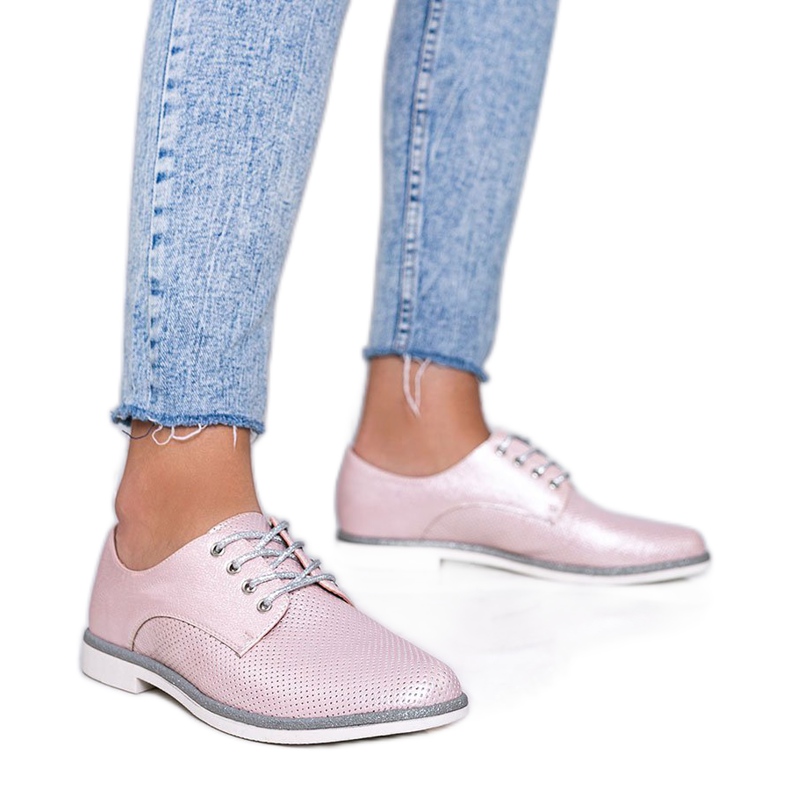 Rózsaszín Kyoto fényes áttört cipő