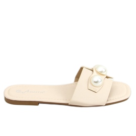 Papucs gyöngyökkel N-91 Bézs Papucs gyöngyökkel N-91 Bézs