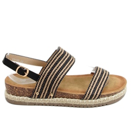 Fekete espadrilles szandál FD-50 Black bézs
