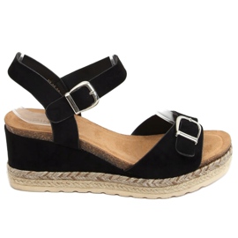 Fekete espadrilles ékeken YL93 Black
