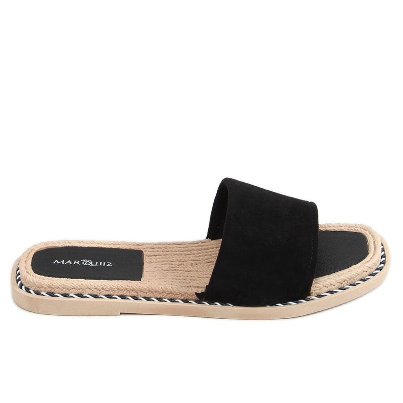 Fekete női velúr fekete papucs 1096 Fekete