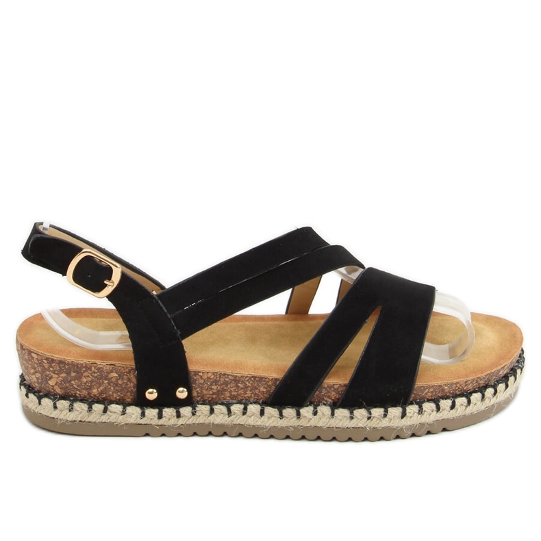 Fekete Boho espadrilles szandál FD002 Fekete