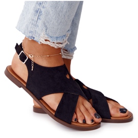 Velúr szandál Sergio Leone SK060 Black fekete Velúr szandál Sergio Leone SK060 Black fekete