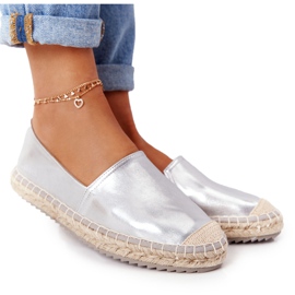 Bőr espadrilles fonott talpon Big Star HH274504 ezüst Bőr espadrilles fonott talpon Big Star HH274504 ezüst