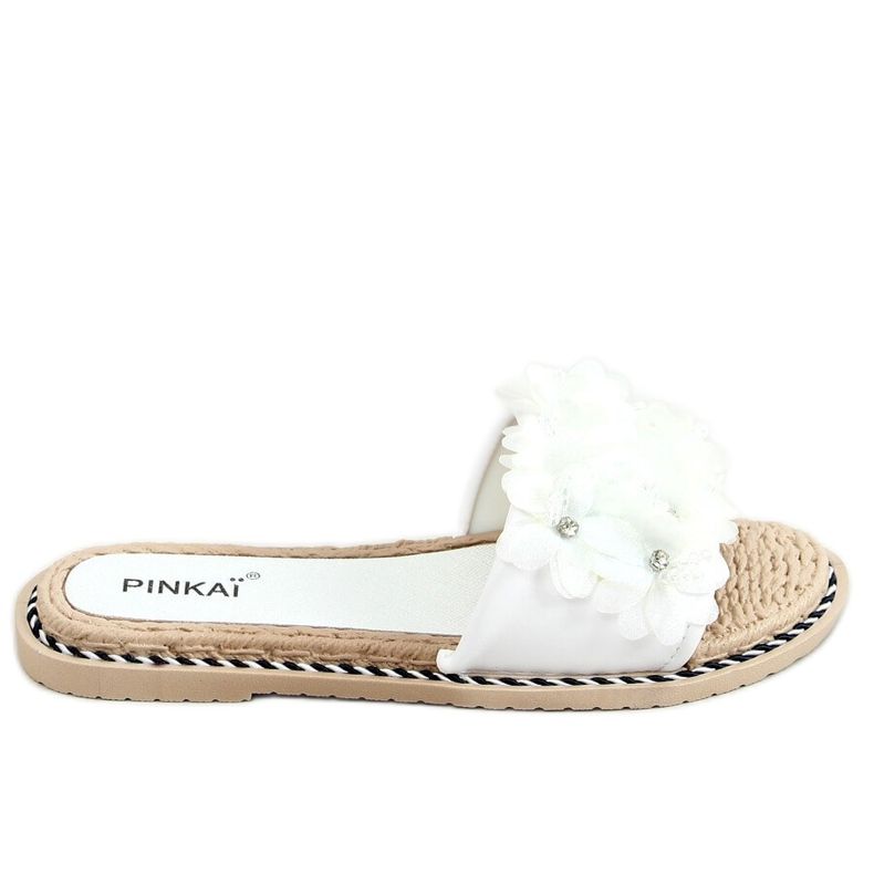 Fehér LS003 Fehér virágú papucs Fehér LS003 Fehér virágú papucs