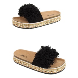 Fekete 2260 Fekete papucs a díszített talpon