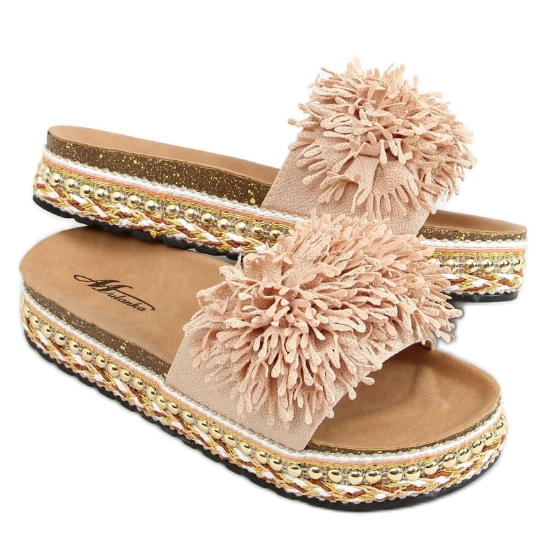 Bézs 2260 Bézs papucs a díszített talpon