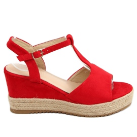 Piros Espadrilles ékeken, piros WX-08 Red