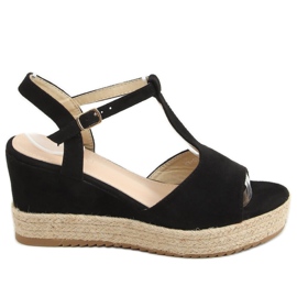 Fekete espadrillák ékeken WX-08 Fekete