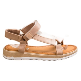 SHELOVET Divatos szandál tépőzárral bézs