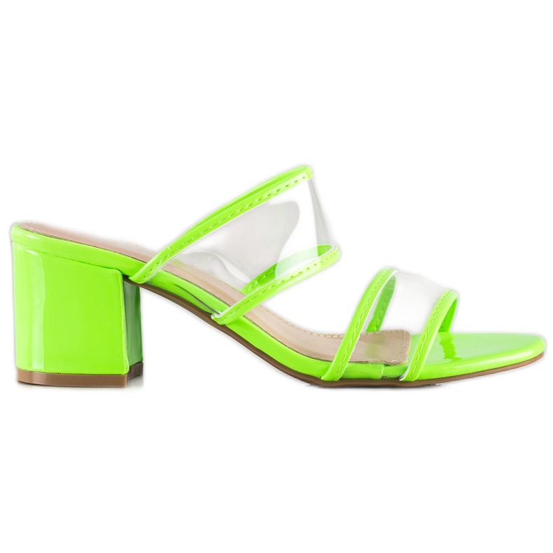 Small Swan Papucs átlátszó csíkokkal zöld Small Swan Papucs átlátszó csíkokkal zöld