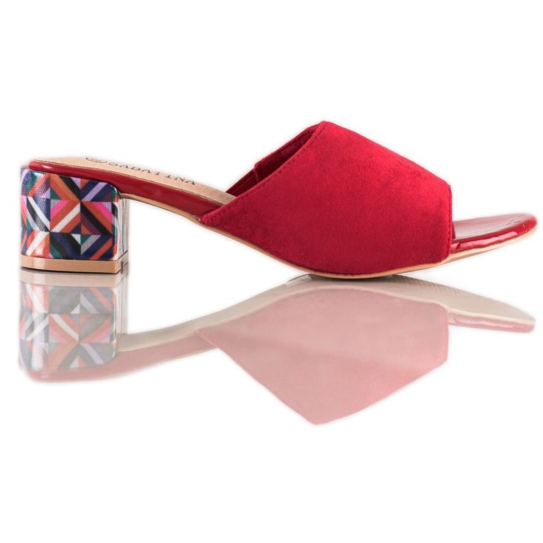 Sabatina Mintás sarokpapucs piros Sabatina Mintás sarokpapucs piros