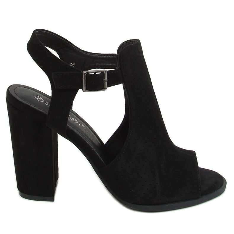Fekete magas sarkú szandál 2B7L6897-3 Fekete