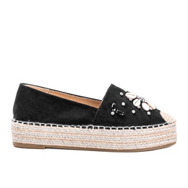 Fekete espadrillák Nicki asszony vastag talpán Fekete espadrillák Nicki asszony vastag talpán