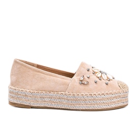 Bézs espadrilles vastag Mrs Nicki talpon