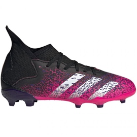 Adidas Predator Freak.3 Fg Jr FW7530 futballcipő fehér, fekete, rózsaszín fekete