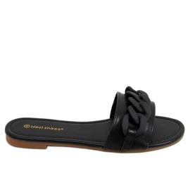 Fekete papucs lánccal 7857 Fekete