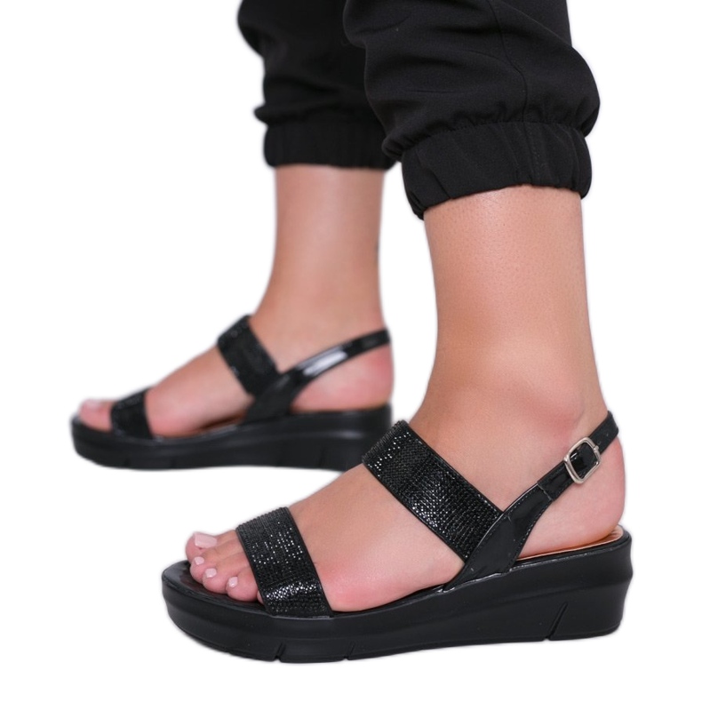 Fekete Sweet Rasp ék szandál