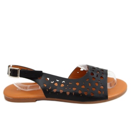 Áttört aszimmetrikus fekete szandál HY23-13 Fekete