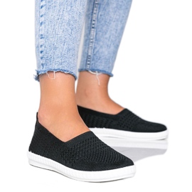 Fekete Slip On áttört Funk cipők