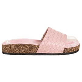 SHELOVET Divatos fonott papucs rózsaszín SHELOVET Divatos fonott papucs rózsaszín