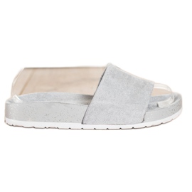 SHELOVET Divatos velúrpapucs szürke