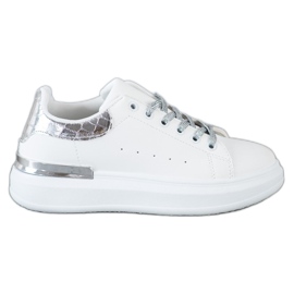 SHELOVET Cipők csillogó fűzéssel fehér SHELOVET Cipők csillogó fűzéssel fehér