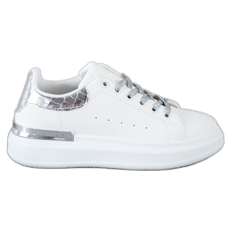 SHELOVET Cipők csillogó fűzéssel fehér