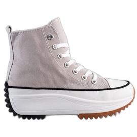 SHELOVET Magas cipők a platformon szürke SHELOVET Magas cipők a platformon szürke