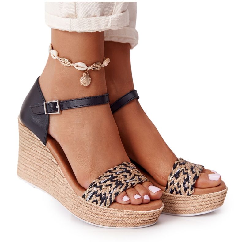 Bőr ék szandál Maciejka L4869-01 Fekete Bőr ék szandál Maciejka L4869-01 Fekete