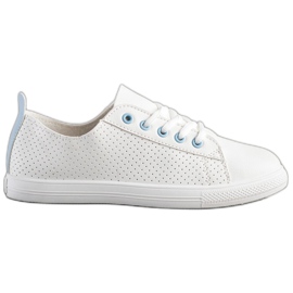 SHELOVET Áttört cipők Eco bőrrel fehér