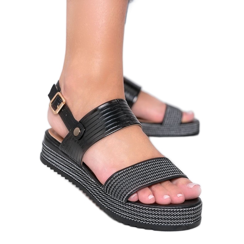 Fekete szandál vaskos Senorita talpon