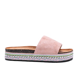 Rózsaszín papucs dekoratív Fiore talppal