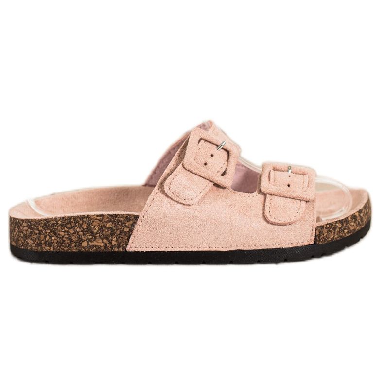 SHELOVET Kényelmes papucs csatokkal rózsaszín