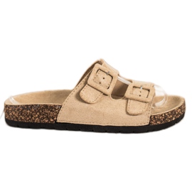 SHELOVET Kényelmes papucs csatokkal bézs