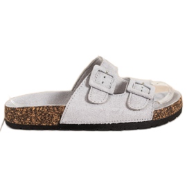 SHELOVET Kényelmes papucs csatokkal szürke SHELOVET Kényelmes papucs csatokkal szürke